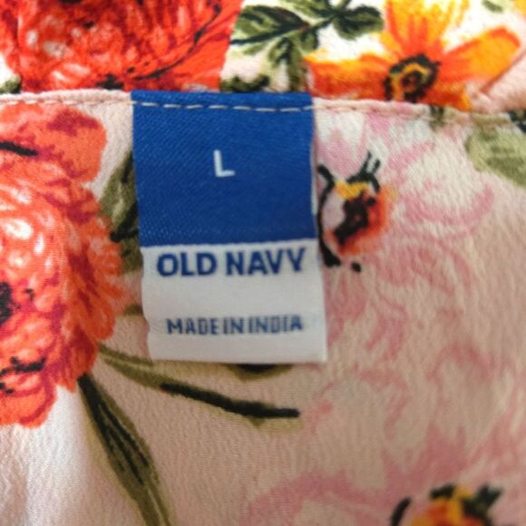 Old Navy Red & Pink Romantic Ruffled Blouse with Peter Pan Collar Large NWT - Picture 6 of 15